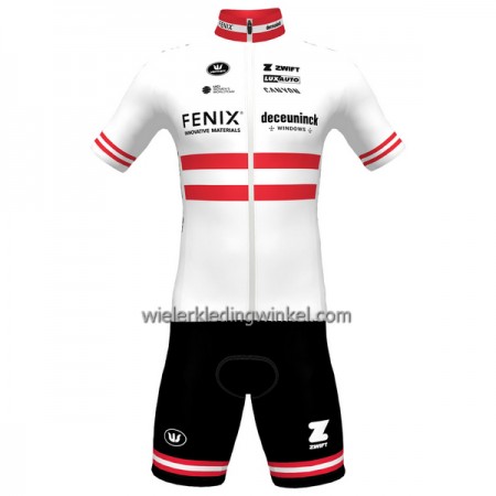 Set Fietsshirt + Korte Koersbroek 2023 Fenix-Deceuninck Oostenrijks Kampioenschap Rood Wit